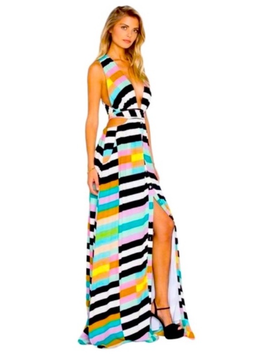 Mara Hoffman Dresses & Skirts - Mara Hoffman Halter Wrap Top Maxi Dress in Flag Stripe Rainbow Size 2